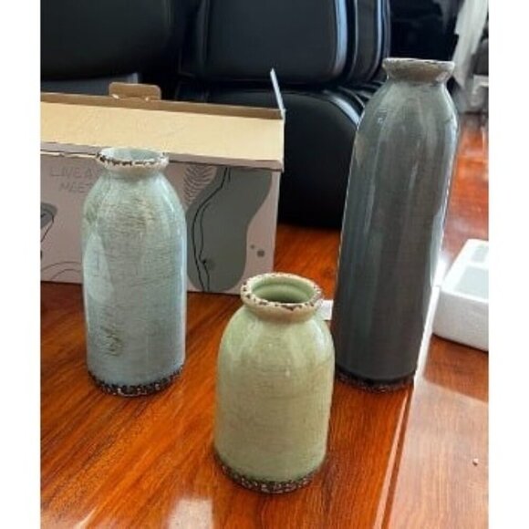 New-Ceramic Vase Set of 3, Small Vase for Modern Farmhouse Decoration - Picture 1 of 3